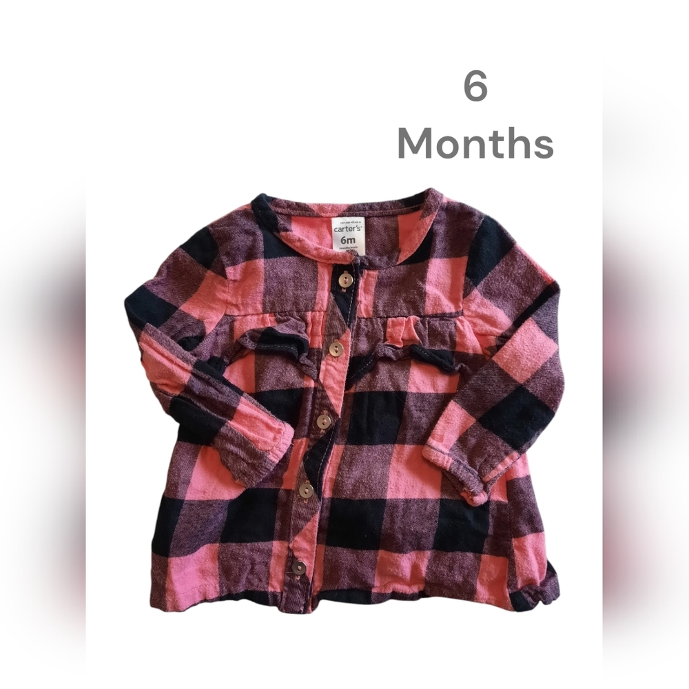 ✅4/25$✅ Carter's 6 Months baby plaid blouse‎